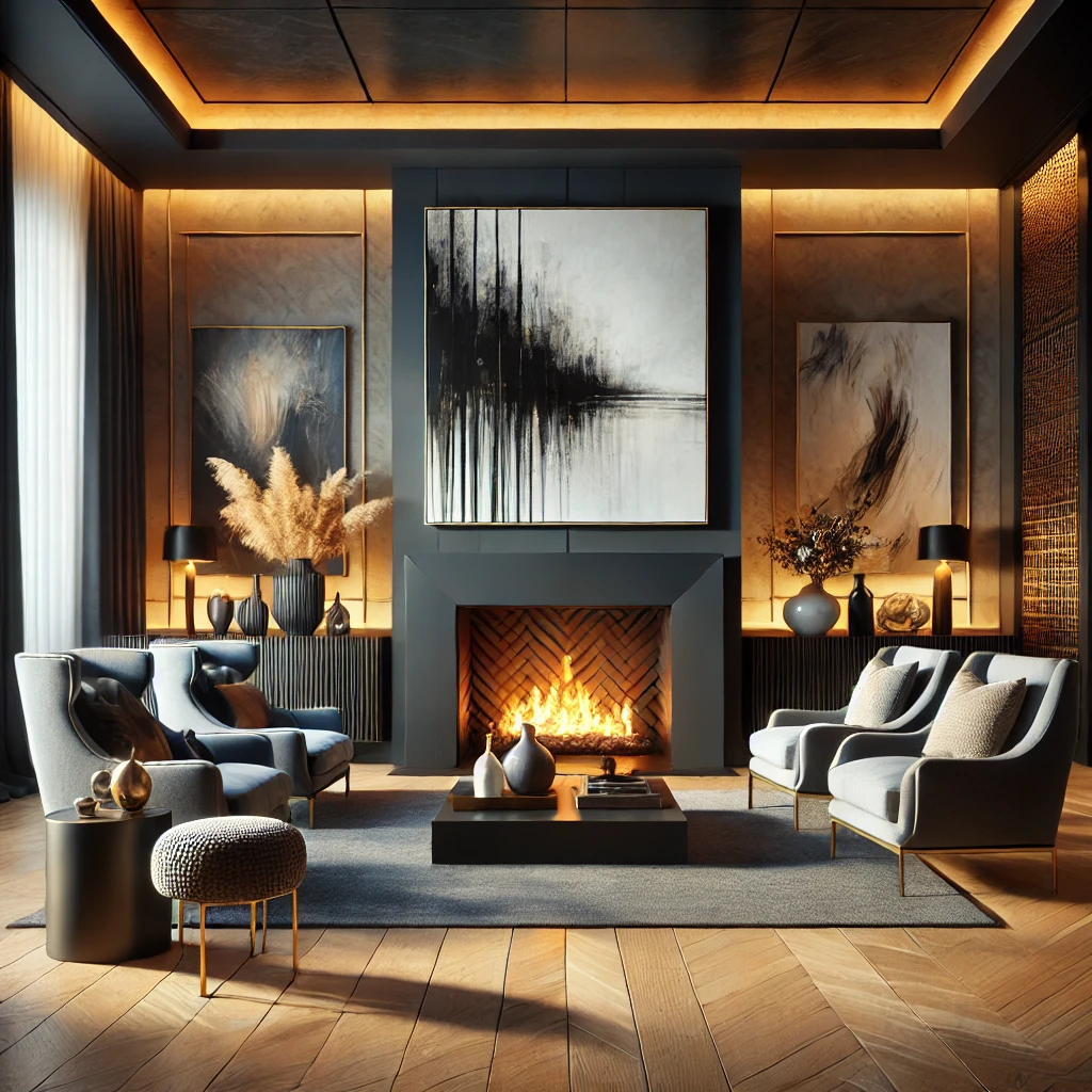 A fireplace, or a pleasing couch—that attracts viewers’ attention