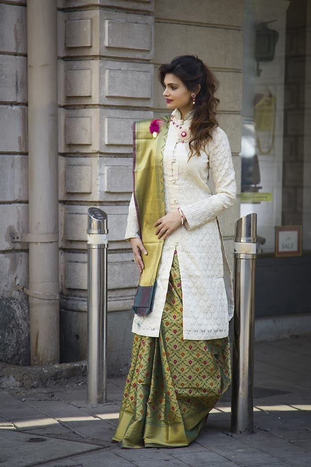 Jacket over Saree Draping